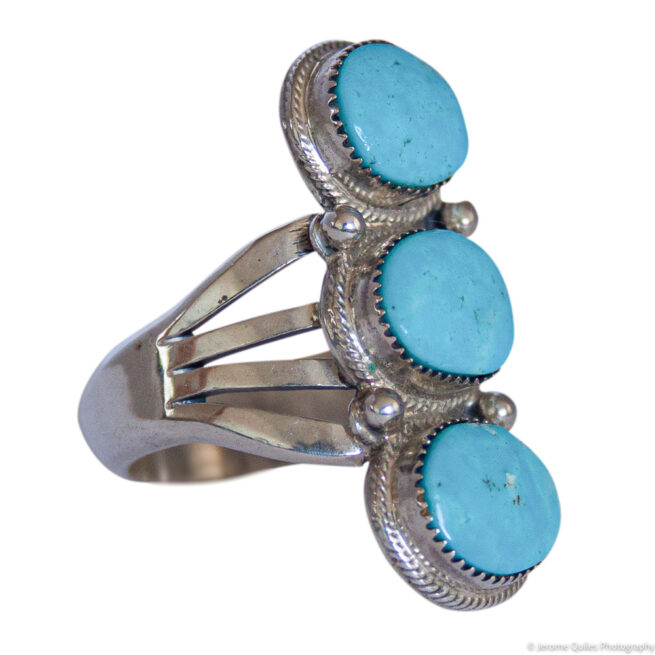 Bague Navajo Triple Turquoise – Image 2