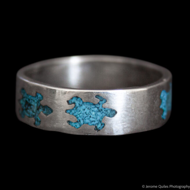 Turquoise Chip Turtle Ring - Image 2