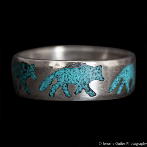 Turquoise Chip Wolf Ring