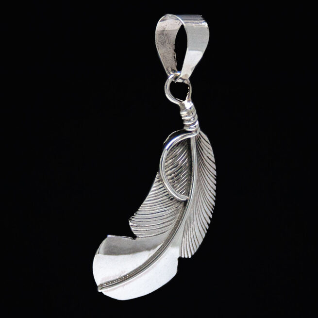 Chris Charley Curved Silver Feather Pendant