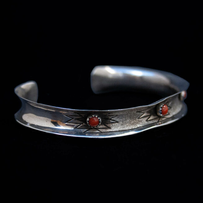 Florence Tahe Curved Silver Coral Bracelet - Image 2