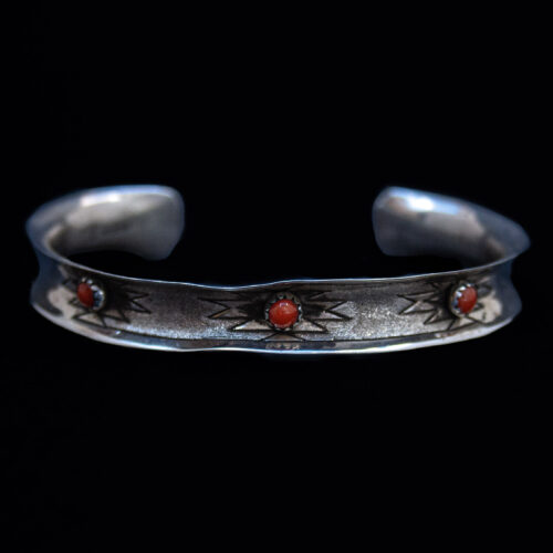 Curved Silver Coral Bracelet