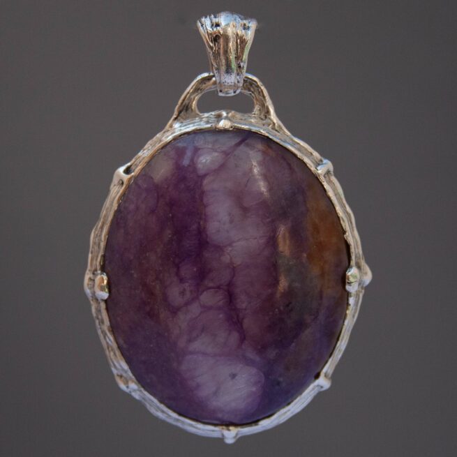 Gem Quality Charoite Sterling Silver Pendant