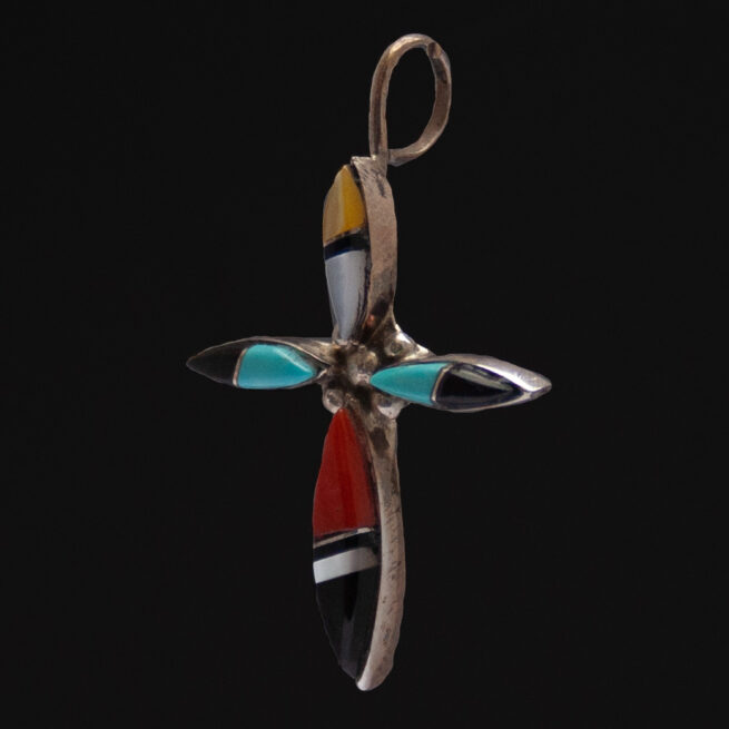 Native American Zuni Inlay Cross Pendant - Image 3