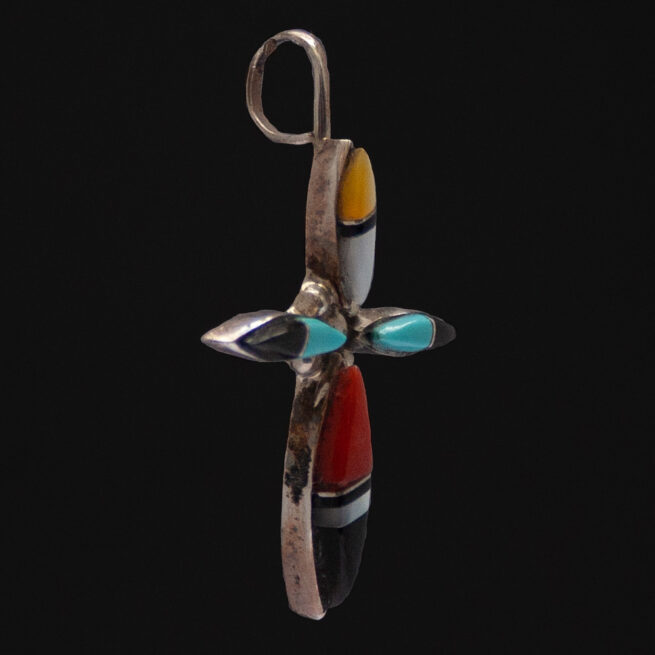 Native American Zuni Inlay Cross Pendant