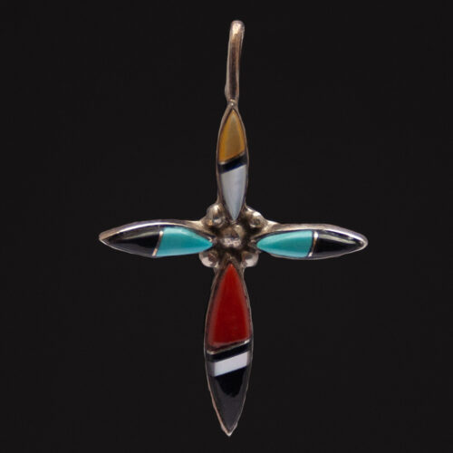 Native American Zuni Inlay Cross Pendant