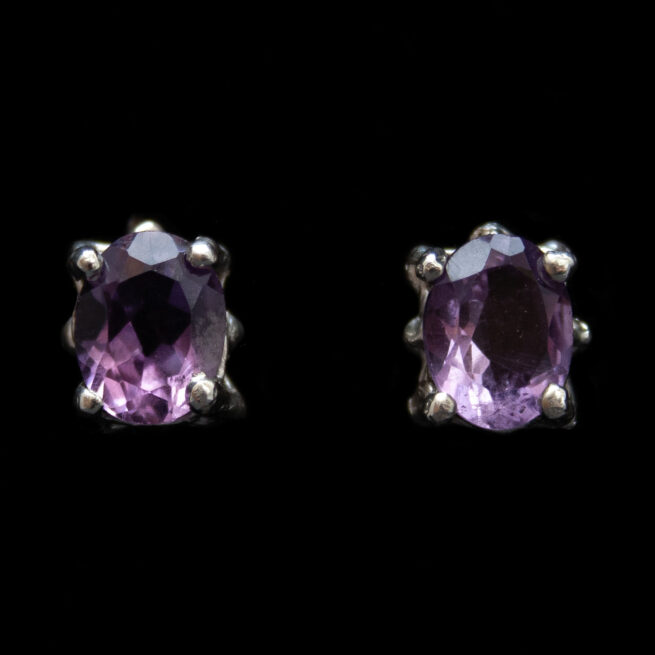 Silver Amethyst Stud Earrings