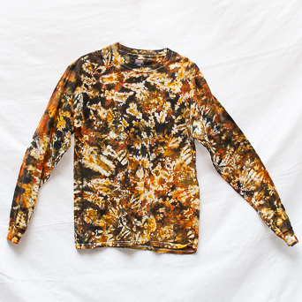 Brown Tie-Dye Long-Sleeve M