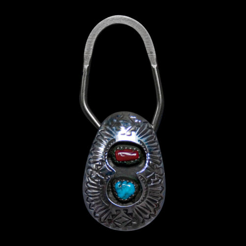Turquoise Coral Silver Keyring