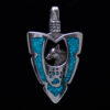 Turquoise Silver Arrowhead Wolf Pendant