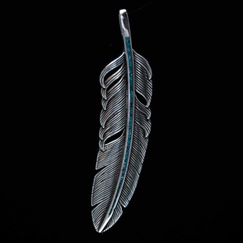 Pendentif Turquoise Plume Argent