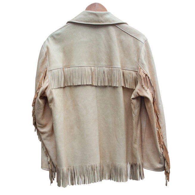 Vintage Beige Deer Skin Fringed Jacket - Image 2