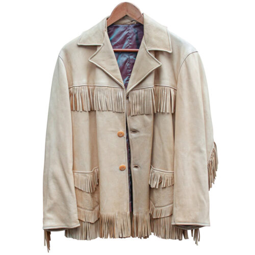 Vintage Beige Deer Skin Fringed Jacket