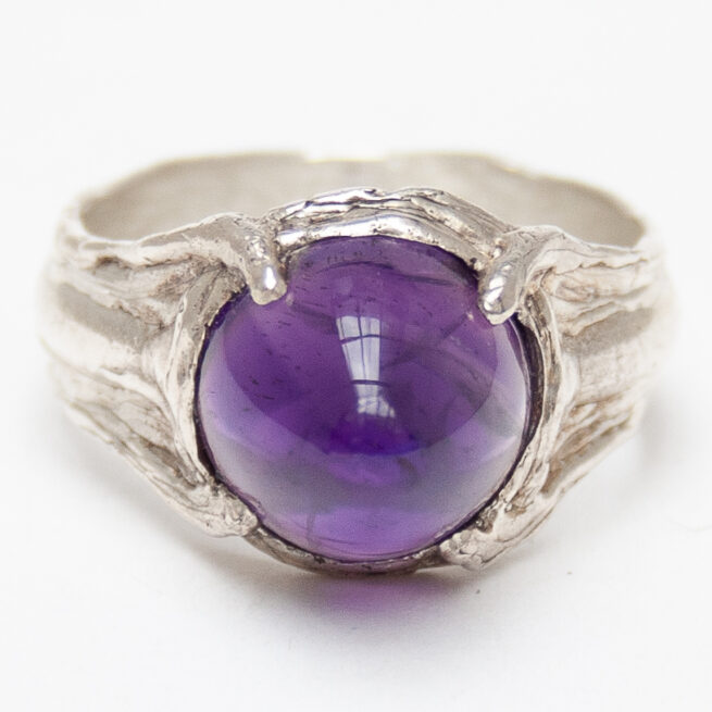 Bague Améthyste Polie Argent Sterling – Image 2