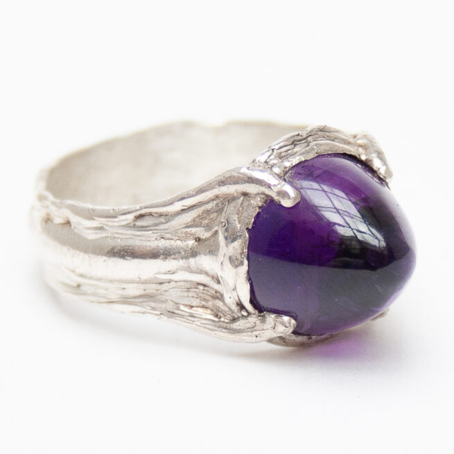 Pointed Amethyst Sterling Silver Ring