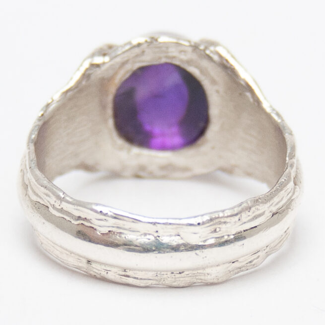 Bague Améthyste Polie Argent Sterling – Image 5