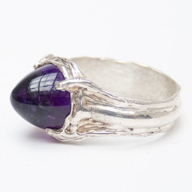 Pointed Amethyst Sterling Silver Ring