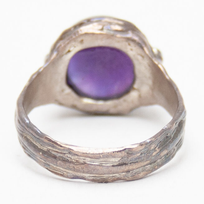 Round Amethyst Cabochon Sterling Silver Ring