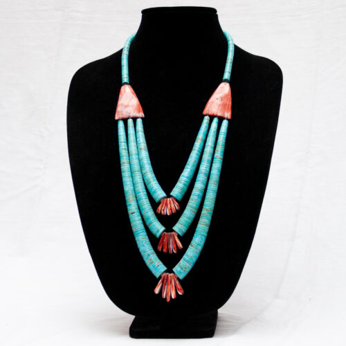 Large Triple-Strand Turquoise Spondylus Necklace