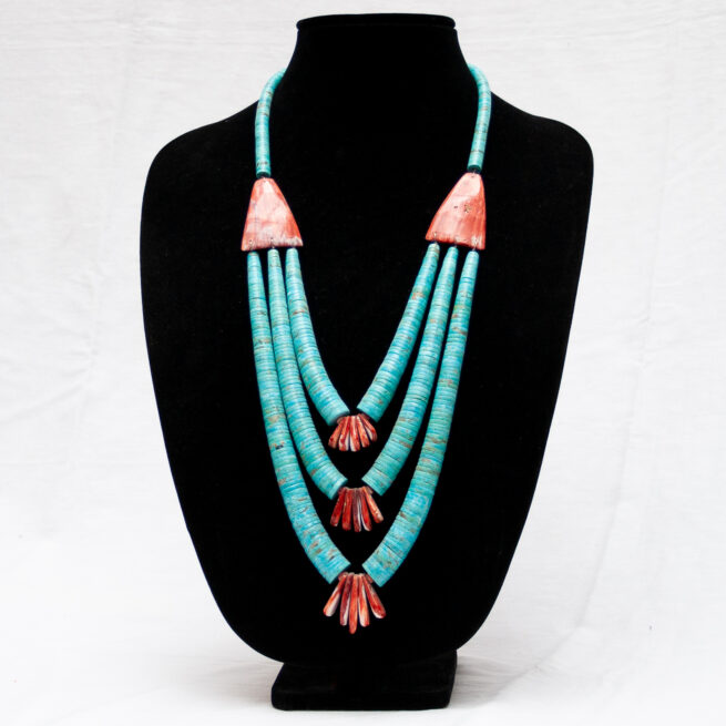 Large Triple-Strand Turquoise Spondylus Necklace