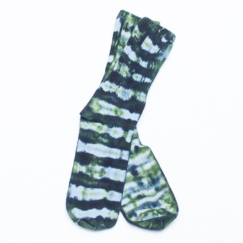 Green White Striped Socks S/M