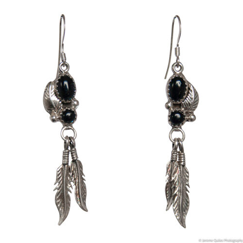 Boucles d'Oreilles Amérindiennes Noires