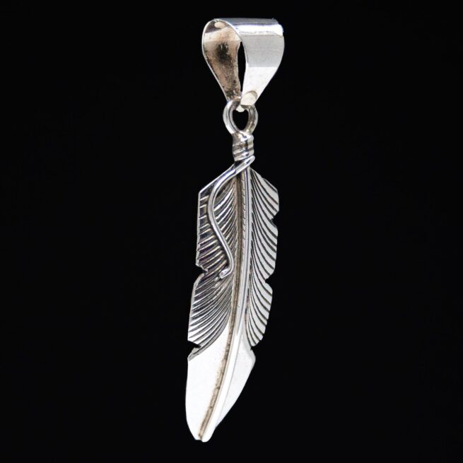 Chris Charley Silver Feather Pendant