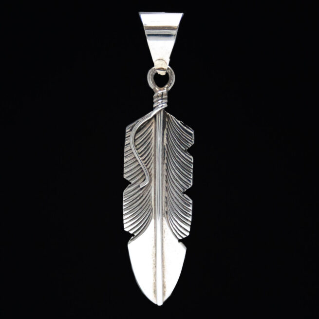 Chris Charley Silver Feather Pendant