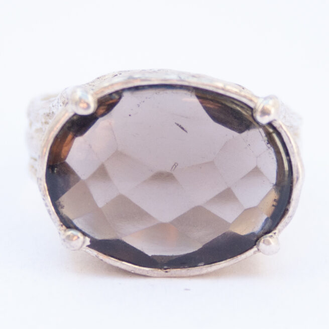 Faceted Smoky Quartz Sterling Silver Ring