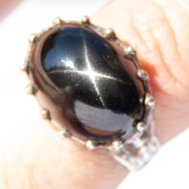 Black Star Diopside Sterling Silver Ring