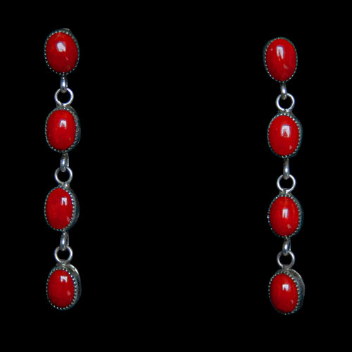 Four-Tier Red Coral Earrings