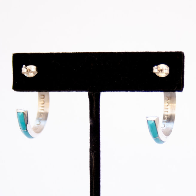 Zuni Medium Smooth Turquoise Hoop Earrings