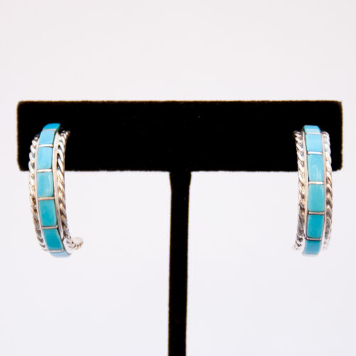 Mary Chavez Medium Turquoise Hoop Earrings