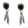 Jet Silver Feather Earrings