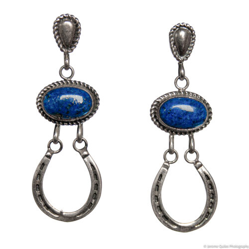 Lapis Lazuli Silver Horseshoe Earrings
