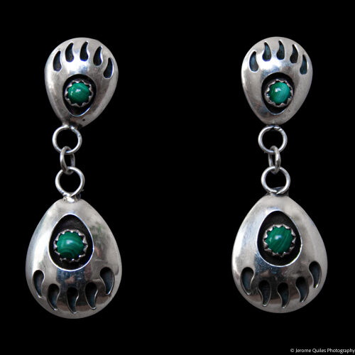 Malachite Double Bear Paw Earrings