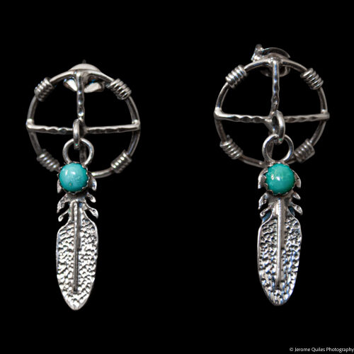 Boucles d'Oreilles Turquoise Roue Medicinale