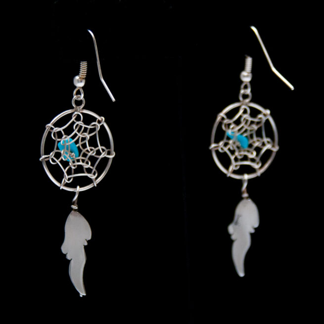 Medium Turquoise Dream Catcher Drop Earrings - Image 3