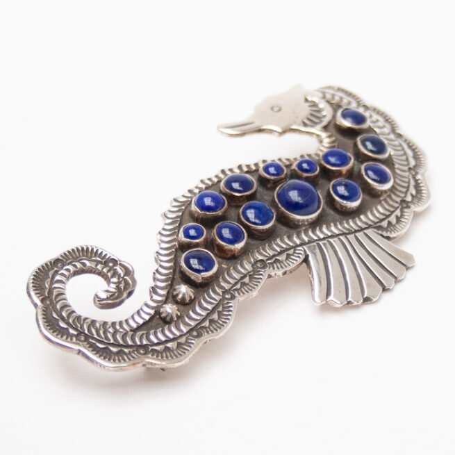 Lee Charley Lapis Seahorse Pin Brooch Pendant - Image 2