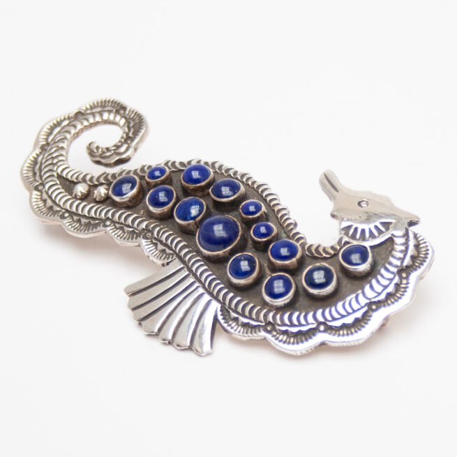Lee Charley Lapis Seahorse Pin Brooch Pendant - Image 5