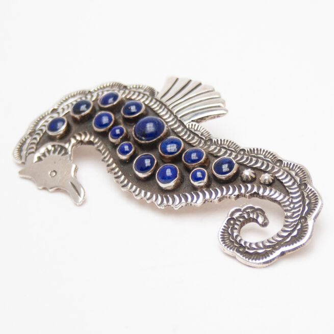 Lee Charley Lapis Seahorse Pin Brooch Pendant - Image 4