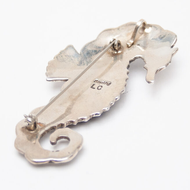 Lee Charley Lapis Seahorse Pin Brooch Pendant - Image 3