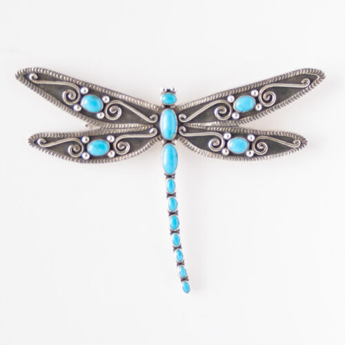 Lee Charley Large Turquoise Dragonfly Pin Brooch Pendant