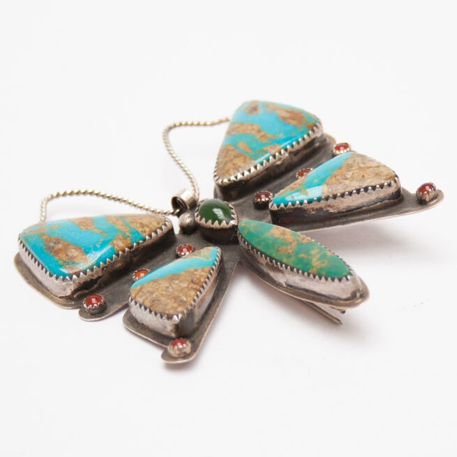 Native American Turquoise Butterfly Pin Brooch - Image 5