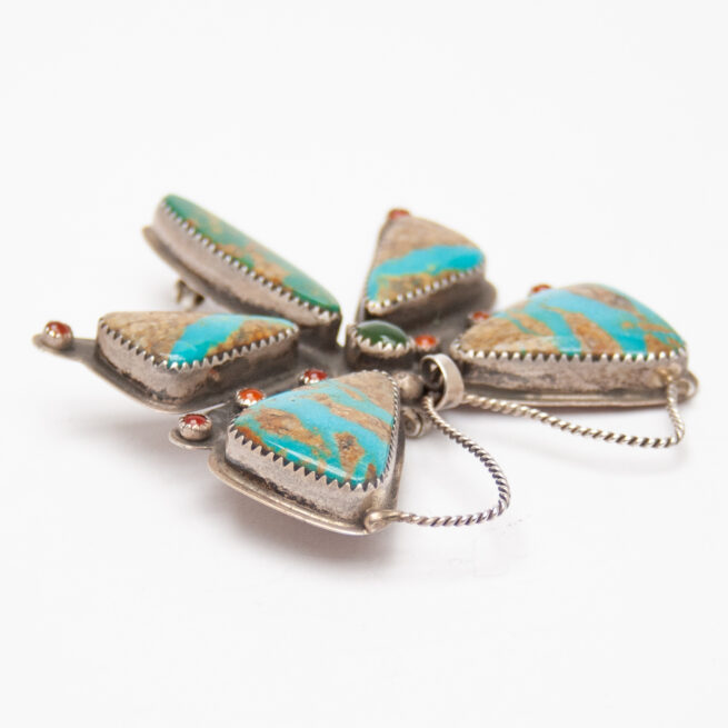 Native American Turquoise Butterfly Pin Brooch - Image 4
