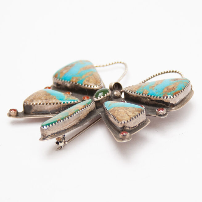 Native American Turquoise Butterfly Pin Brooch - Image 3