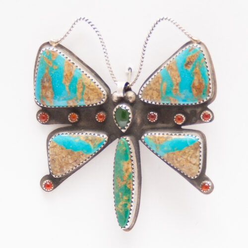 Native American Turquoise Butterfly Pin Brooch