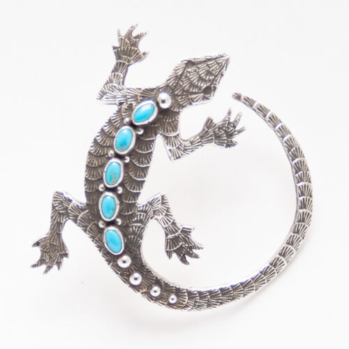 Pendentif Broche Salamandre Turquoise