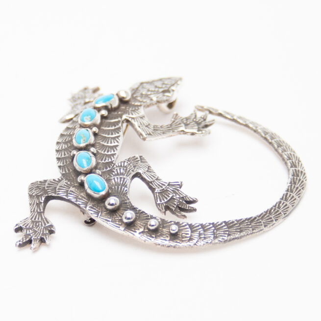 Pendentif Broche Salamandre Turquoise