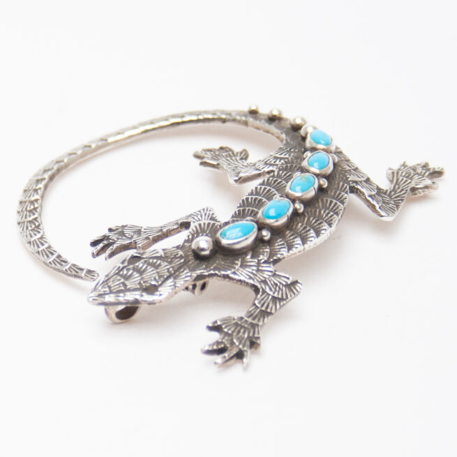Lee Charley Turquoise Salamander Pin Brooch Pendant - Image 4